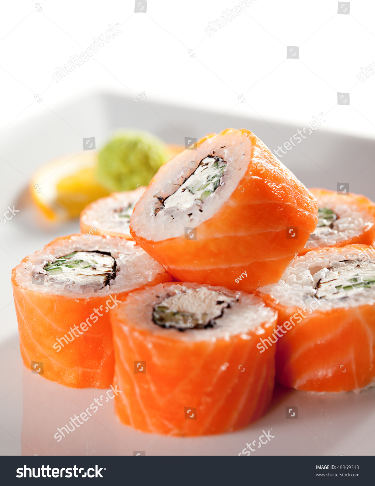 American Maki Sushi - Philadelphia Roll Made Of Fresh Raw Salmon, Cream ...