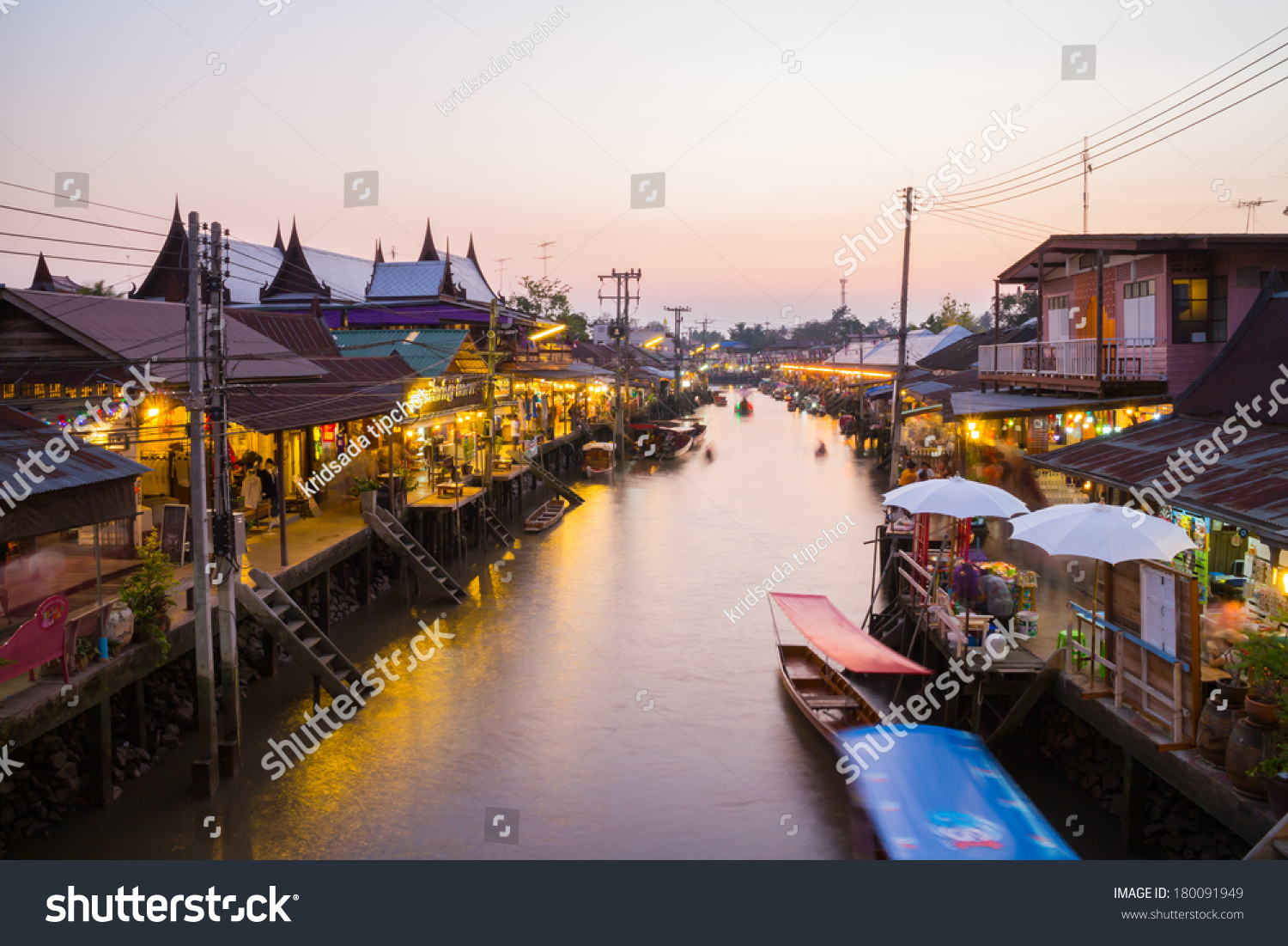 Amphawa, Thailand -Feb 23: Amphawa Market Canal, Most Famous Floating ...