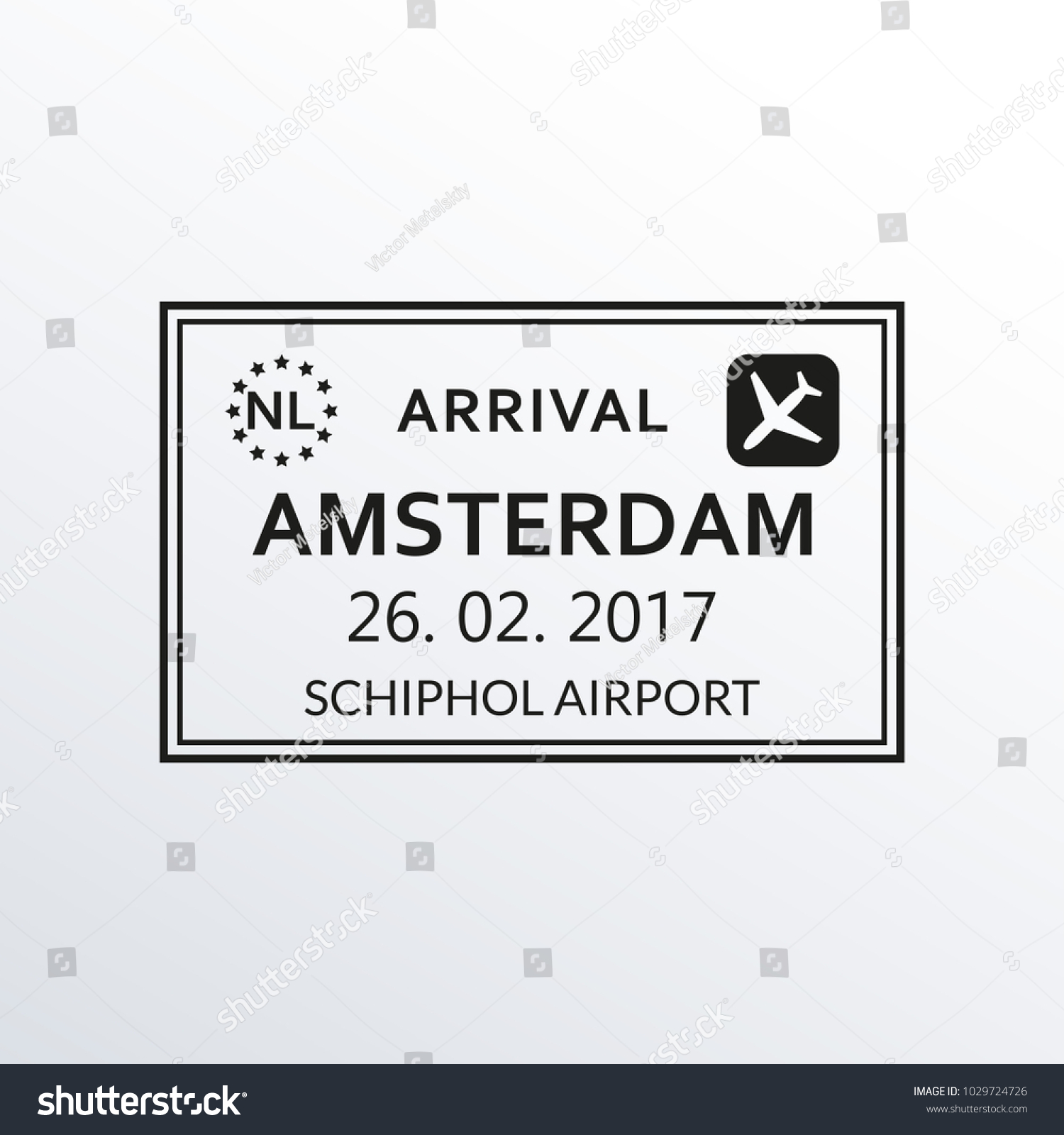 Amsterdam Passport Stamp Netherlands Airport Visa Stock Illustration 1029724726