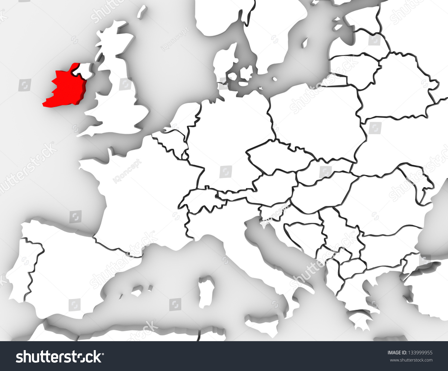 Abstract 3d Map Europe Country Ireland Stock Illustration 133999955 ...