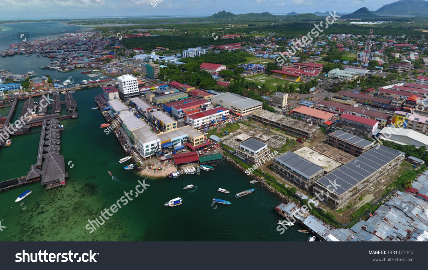 Beautiful Aerial View Semporna Town Sabah Stock Photo | My XXX Hot Girl