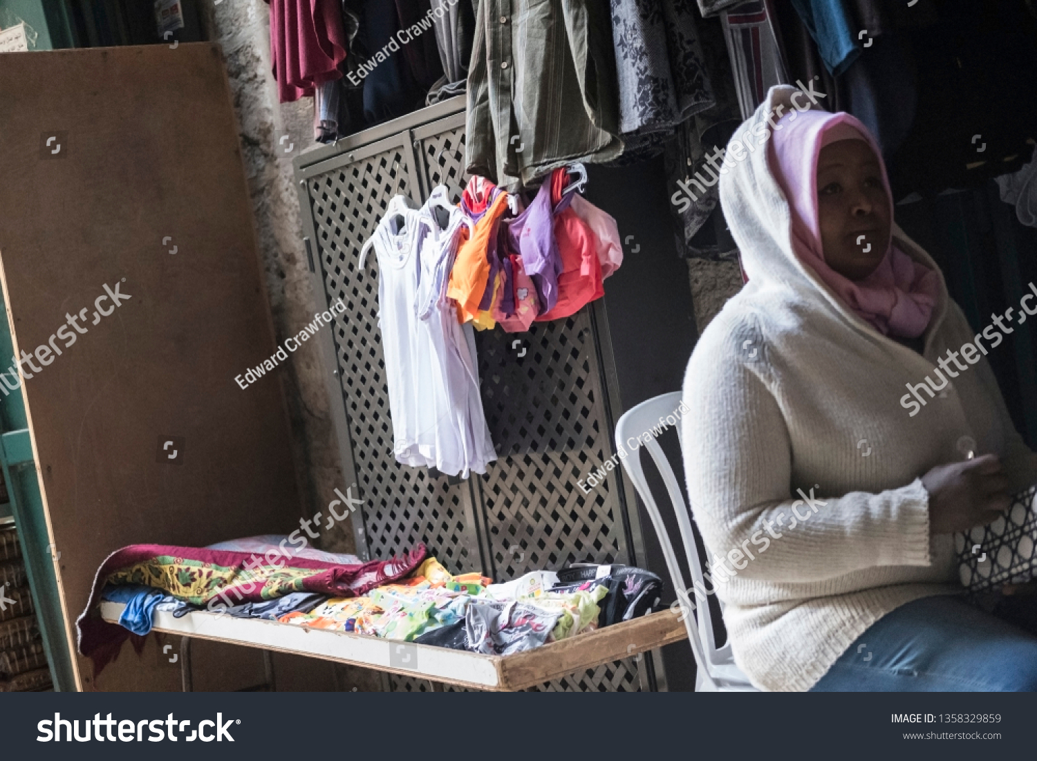 African Lady Works On Market Stall Stock Photo Edit Now 1358329859