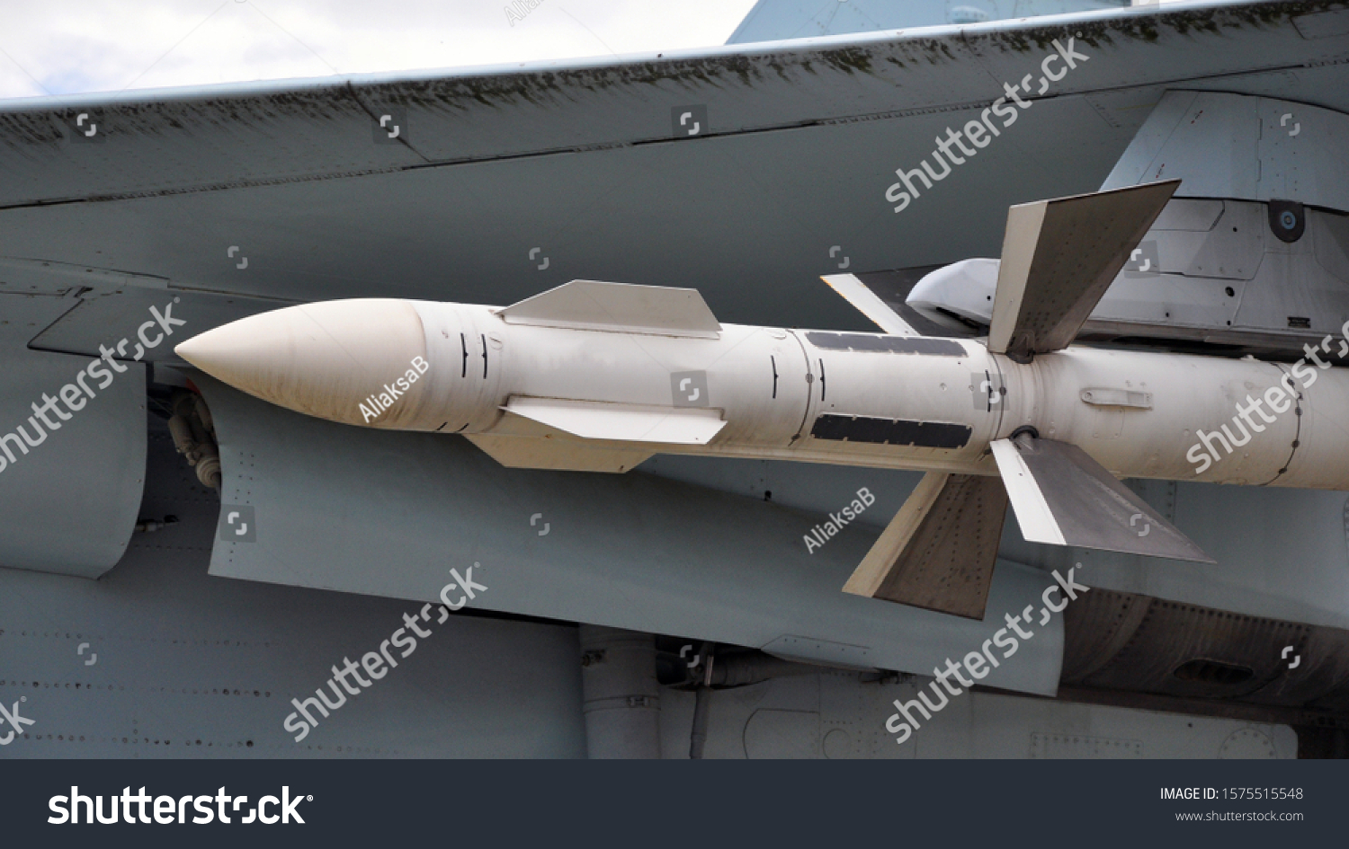 Airtoair Missile Under Airplane Wing Military Stock Photo 1575515548 ...