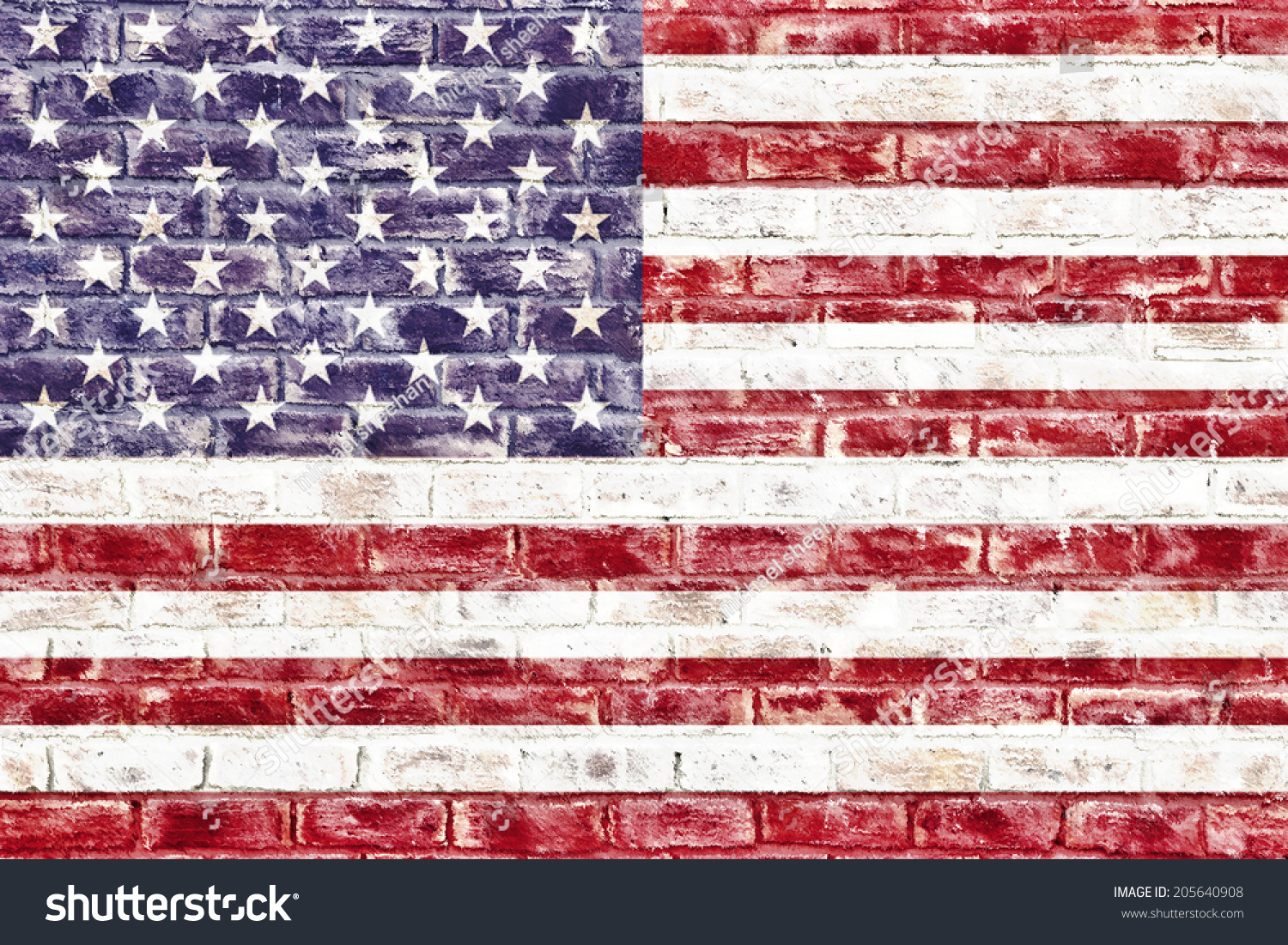 American Flag On Brick Wall Used Royalty Free Stock Image American Flag On Brick Wall Used Royalty Free Stock Image