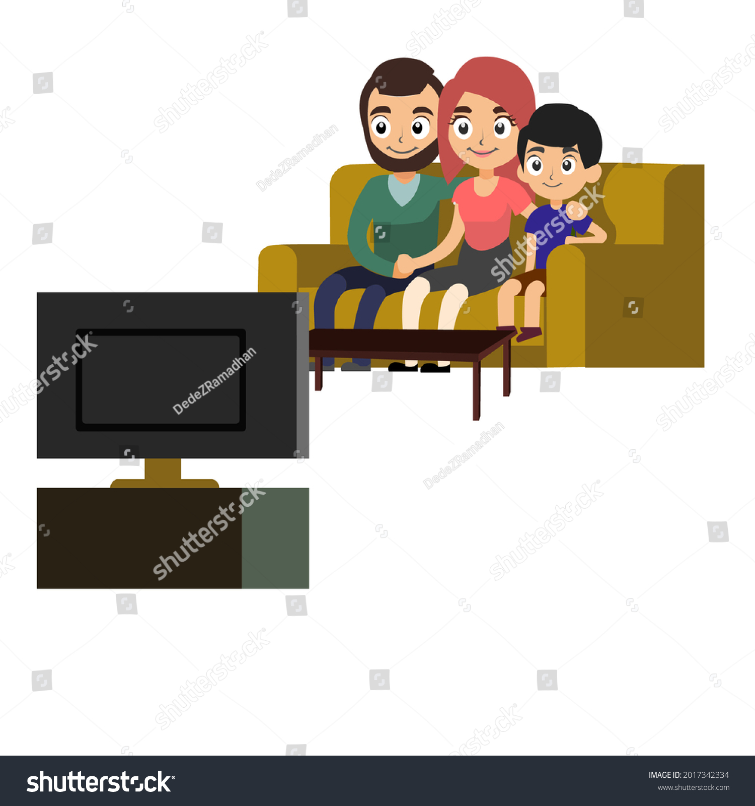 Animation Family Watching Tv Please Use Stock Illustration 2017342334 ...