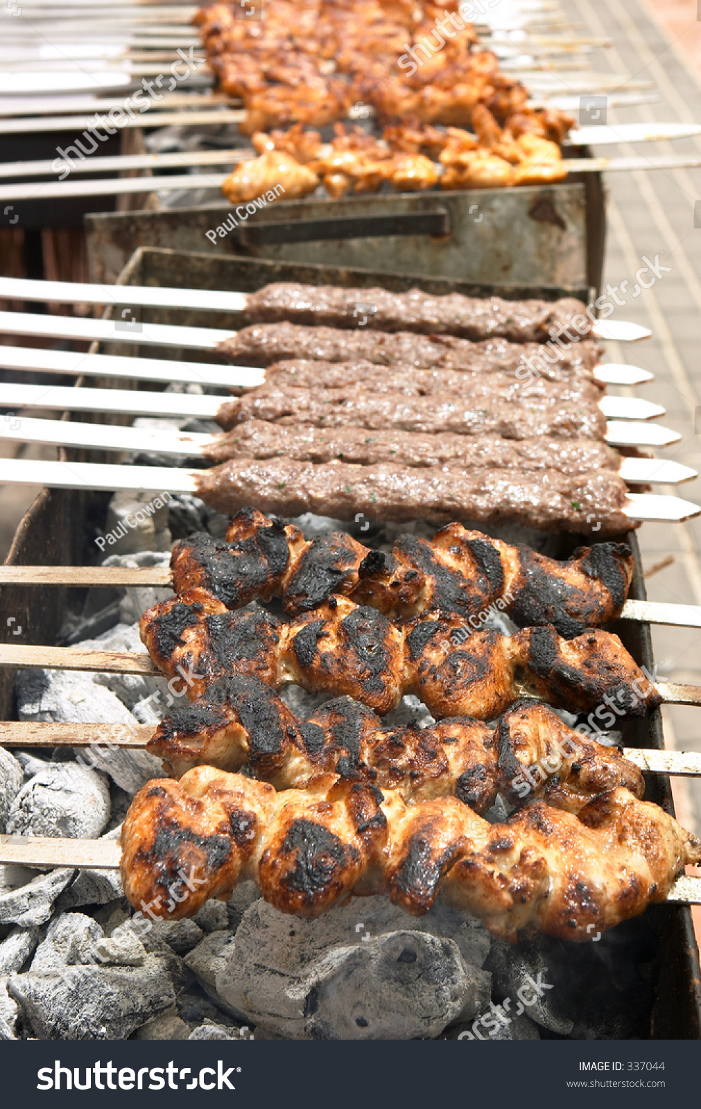 An Arab-Style Barbecue With Chicken Kebabs, Kofta And Chicken Legs ...