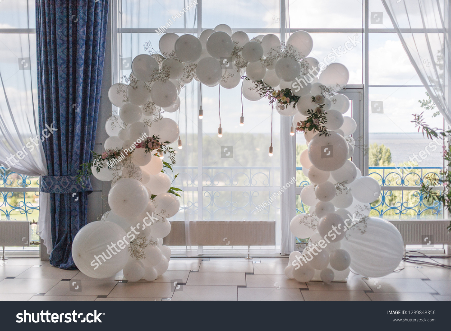 Arch White Balloons Festive Decor Wedding Stock Image Download Now