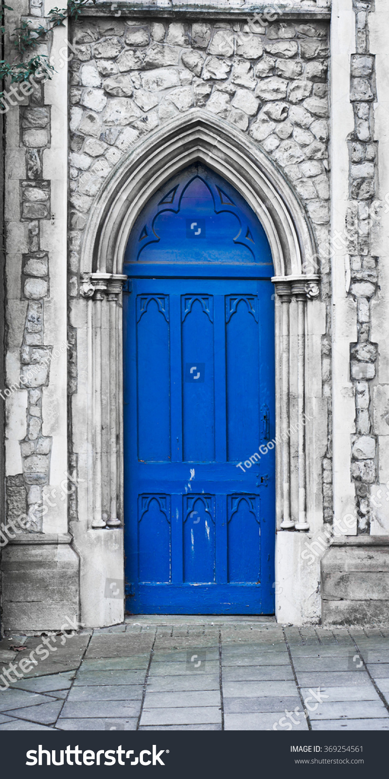 Arch Shaped Blue Wooden Door Church Stock Photo Edit Now