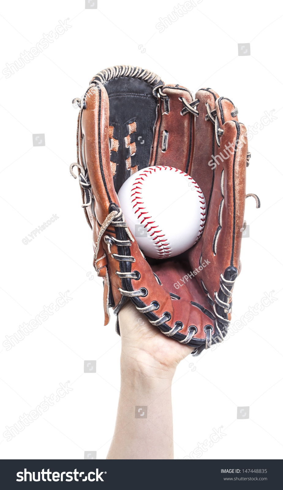 Arm Stretches Out Catch Baseball Using Stock Photo Edit Now