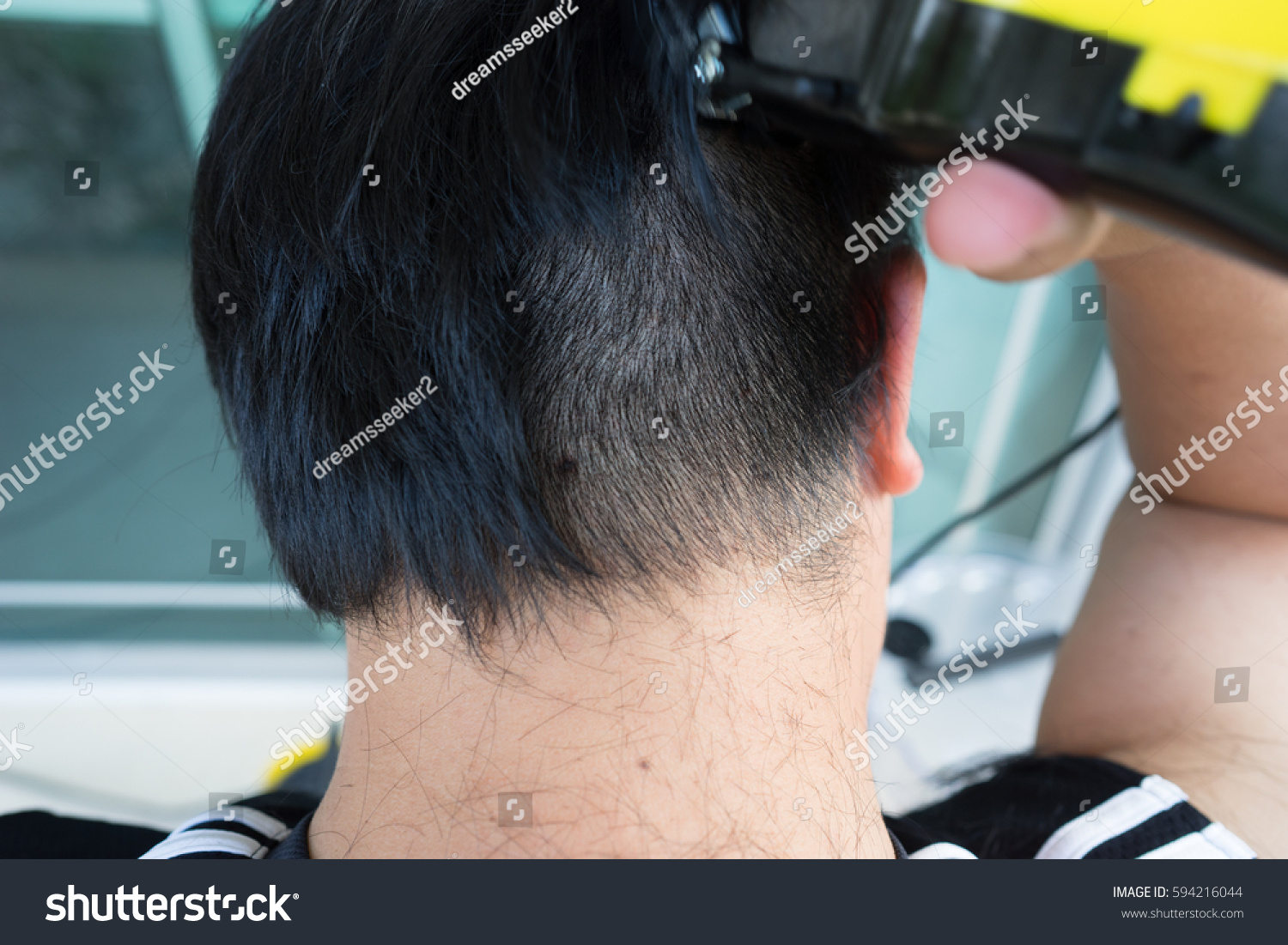 Asian Man Using Yellow Electrical Hair Stock Photo Edit Now 594216044