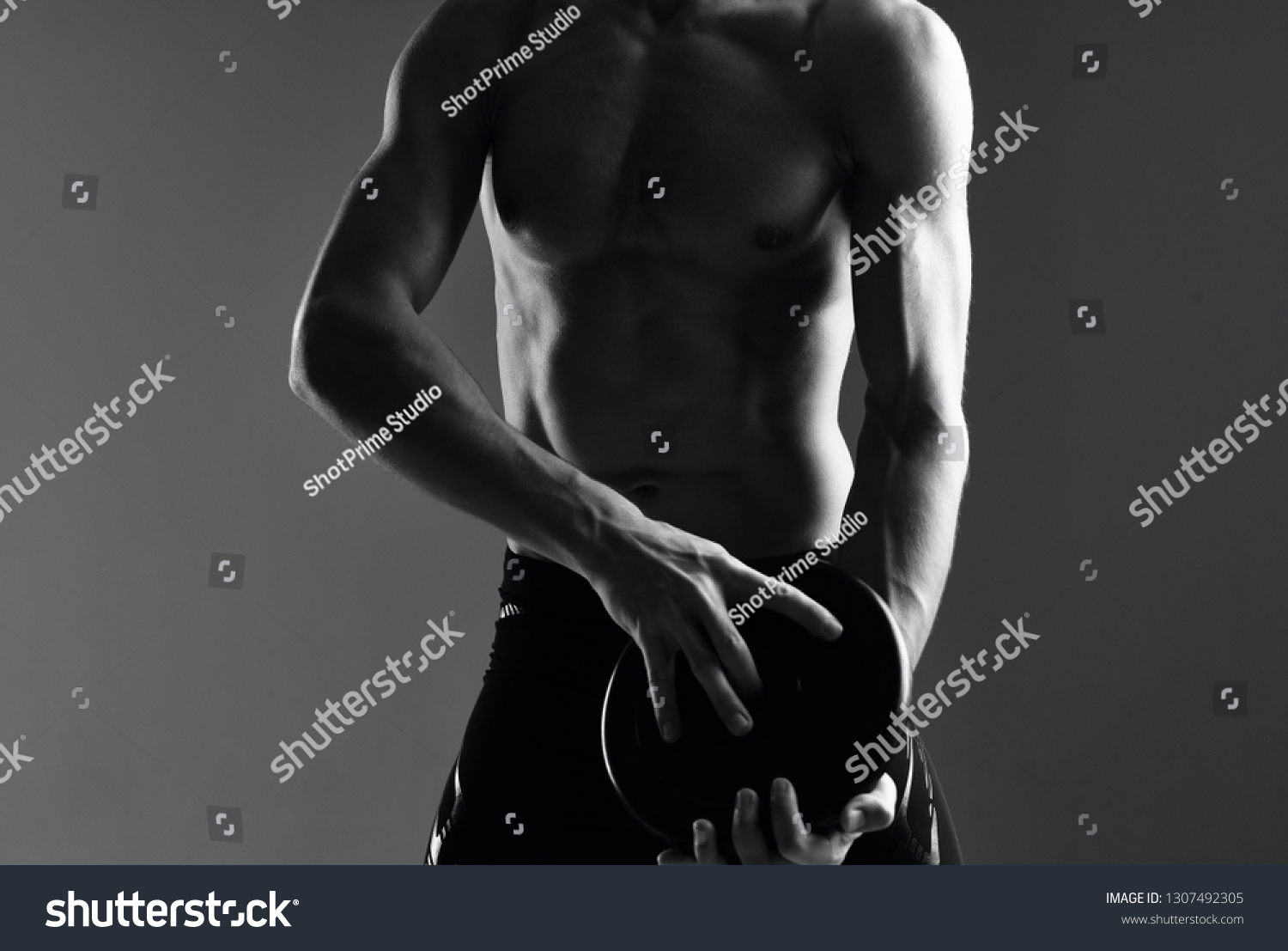 Athlete Muscular Muscles Naked Torso Holds Stok Fotoğrafı Shutterstock