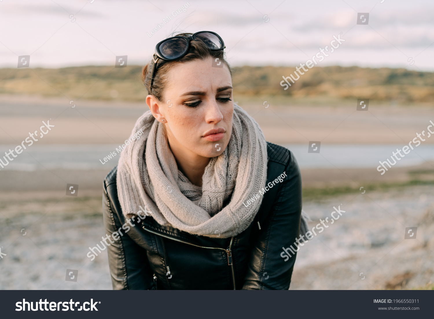 Attractive Young Woman Wearing Black Leather Stock Photo 1966550311 ...