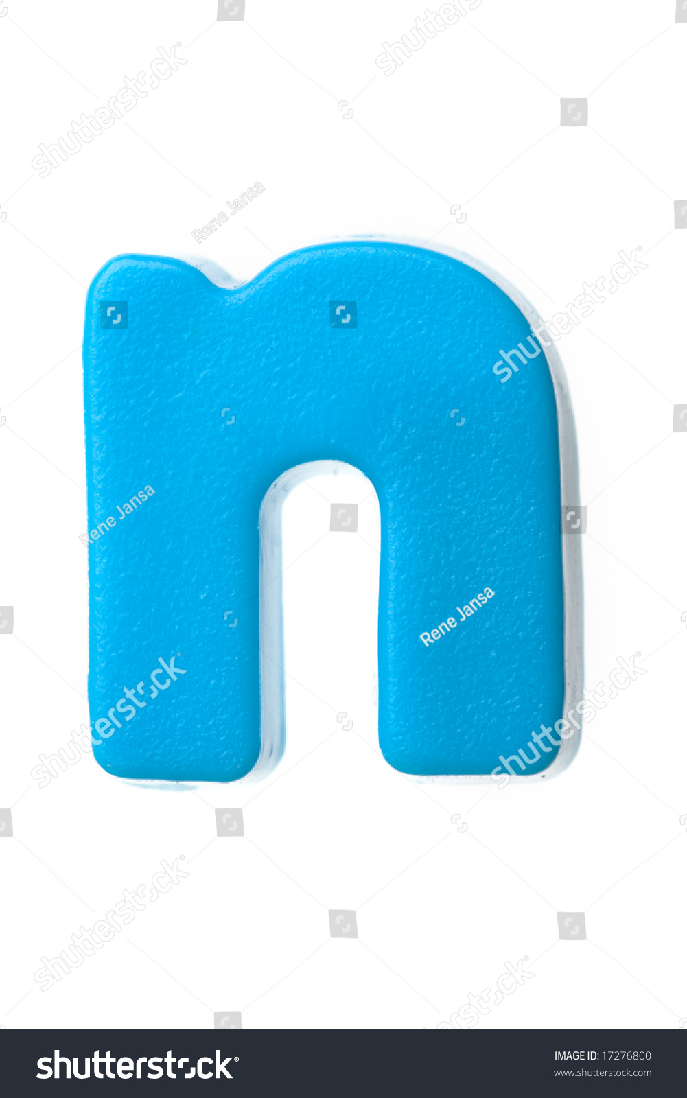 An Blue Lowercase Letter N Isolated On A White Background. Stock Photo ...