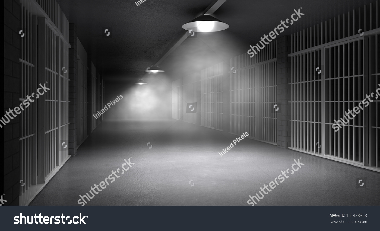 Eerie Haunting Corridor Prison Night Showing Stock Illustration 161438363