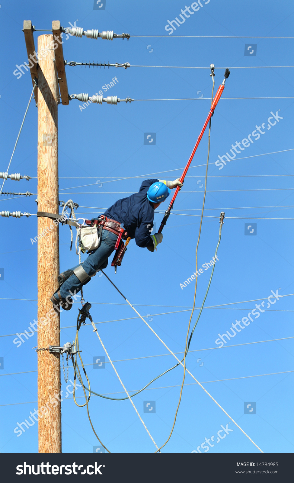 Electrical Lineman Student Working On Pole Stock Photo 14784985 ...