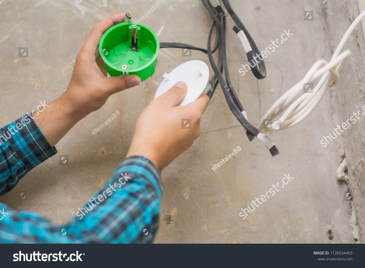 Electrician Hand Pliers During Install Mount Stock Image