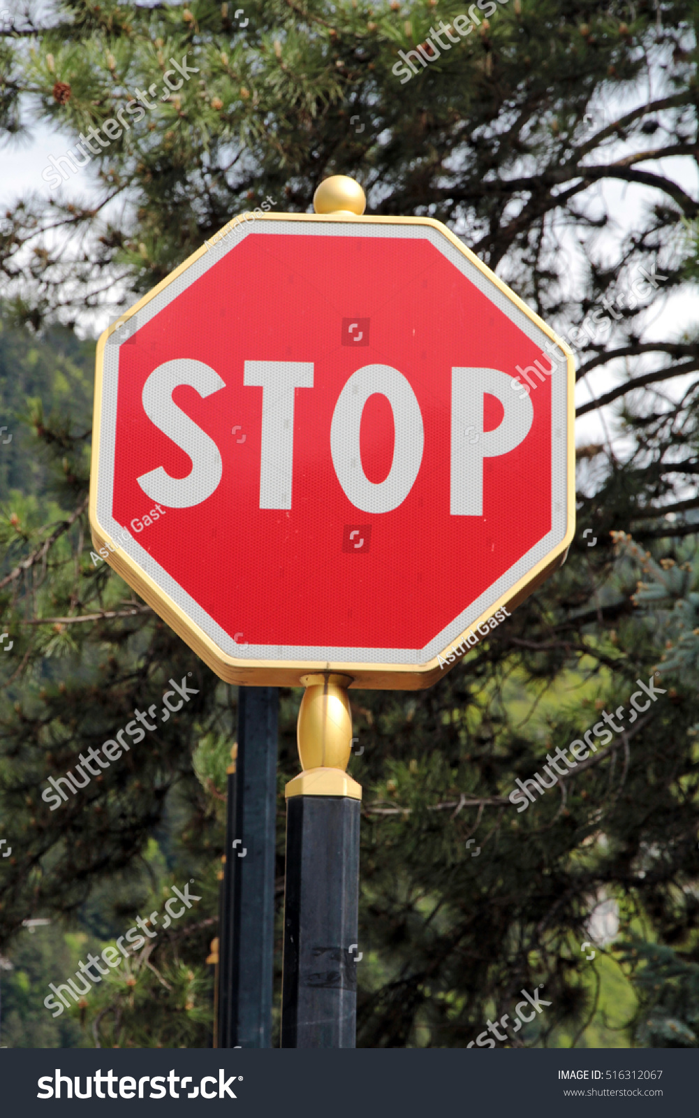 Elegant Stop Sign Golden Border Stock Photo 516312067 | Shutterstock