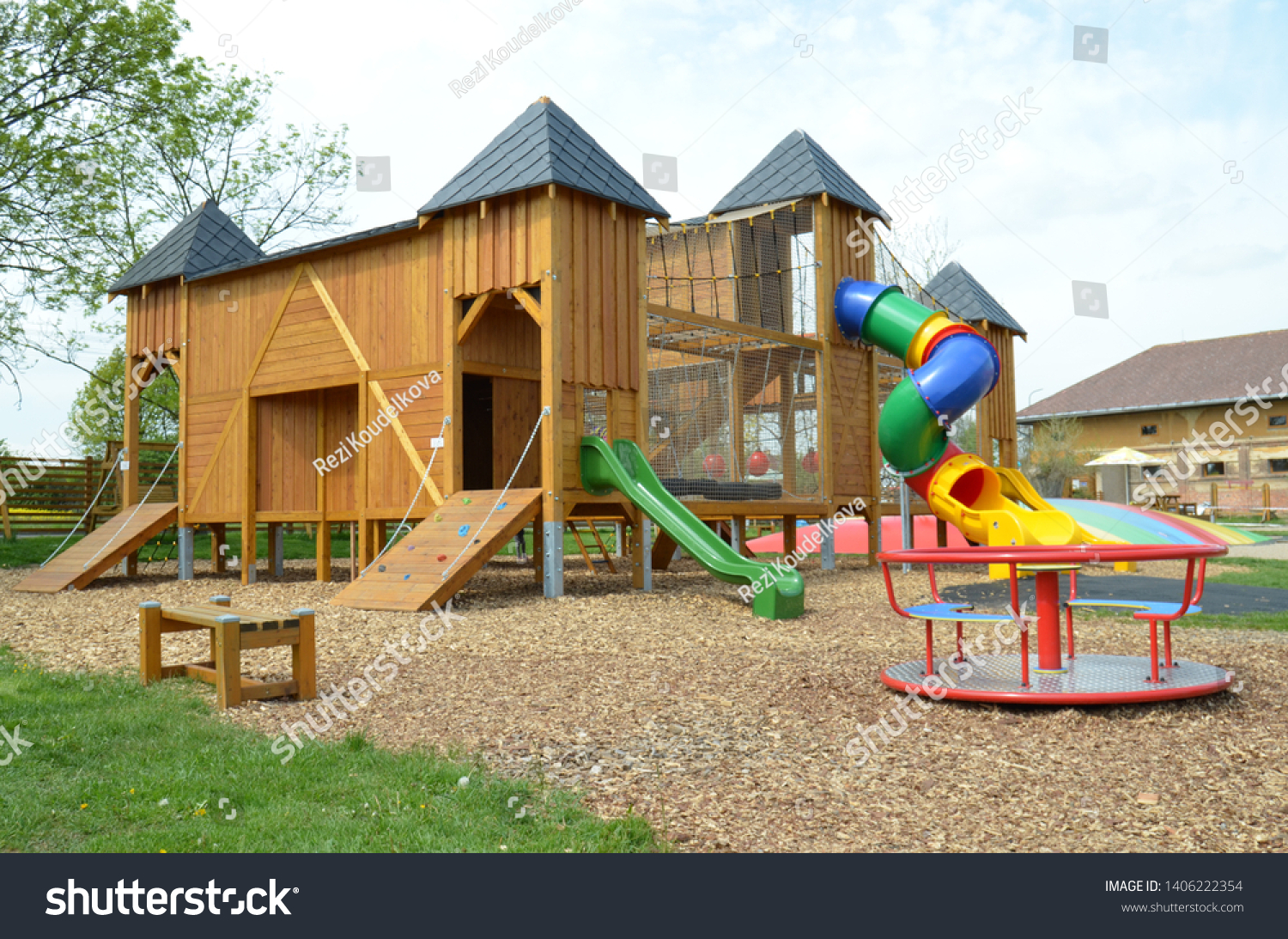 wooden play castle outdoor