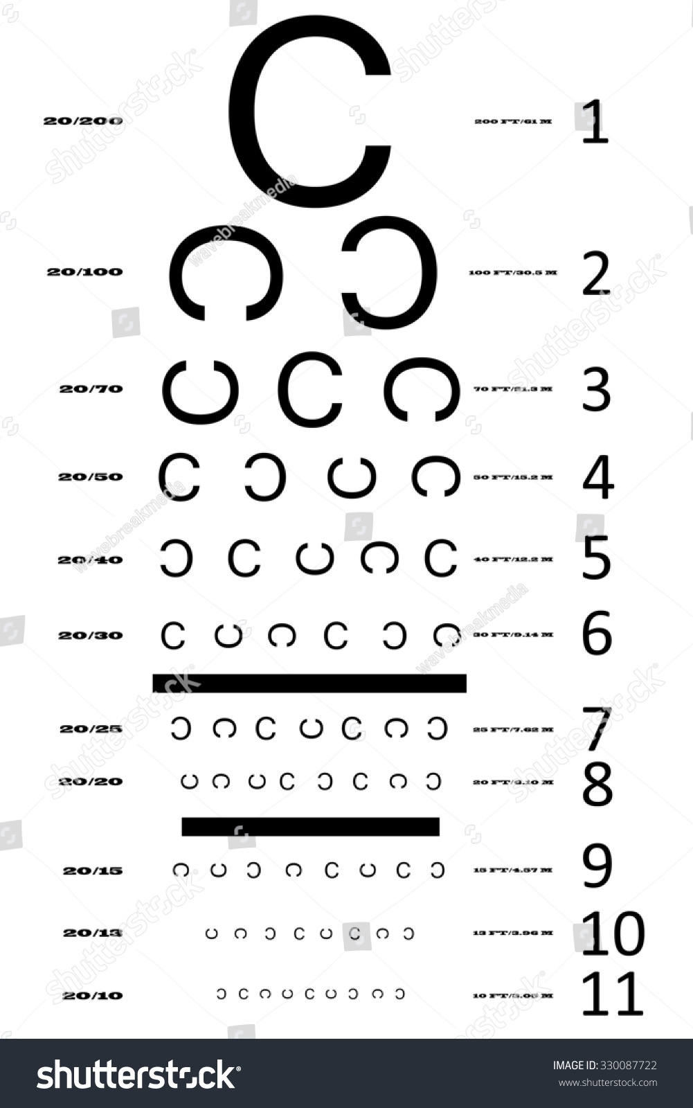 Eye Sight Test Chart Multiple Lines Stock Illustration 330087722 ...