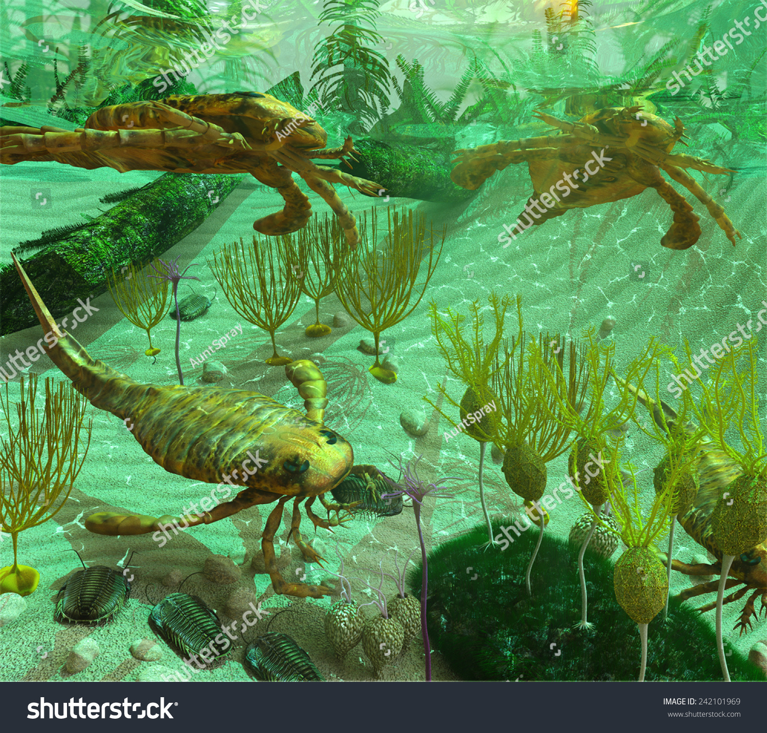 Illustration Depicting Life Devonian Period Sea Stock Illustration ...