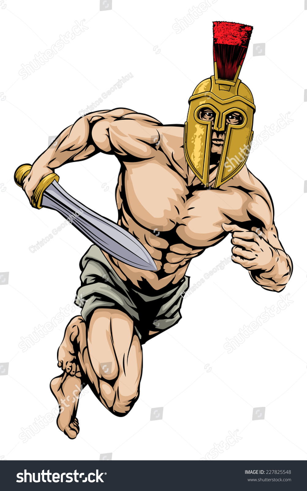 Illustration Warrior Gladiator Character Sports Mascot Stock Illustration 227825548