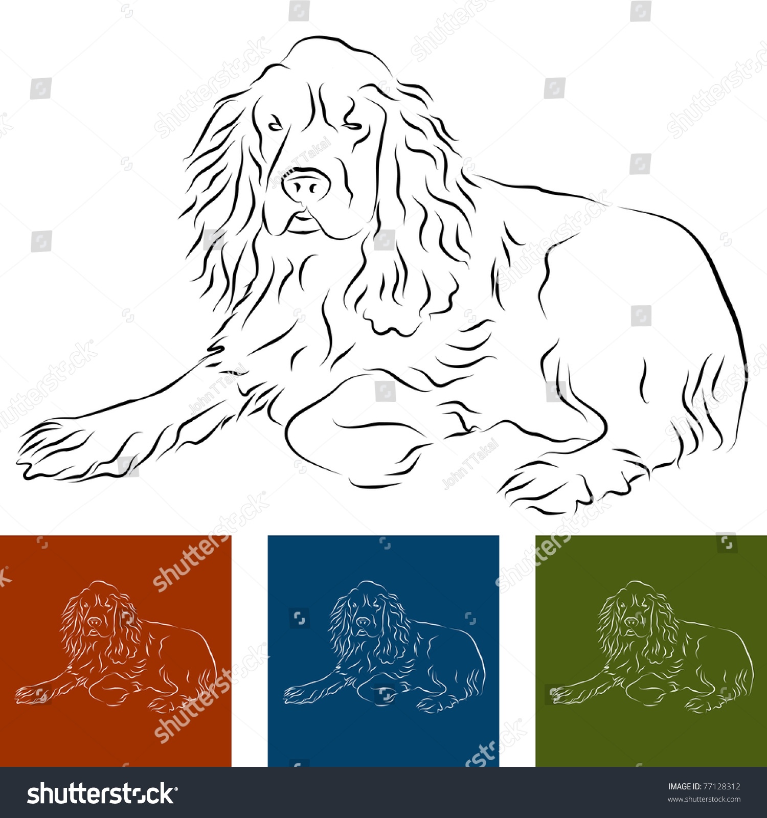 An Image Of A Cocker Spaniel Line Drawing Stock Photo 77128312