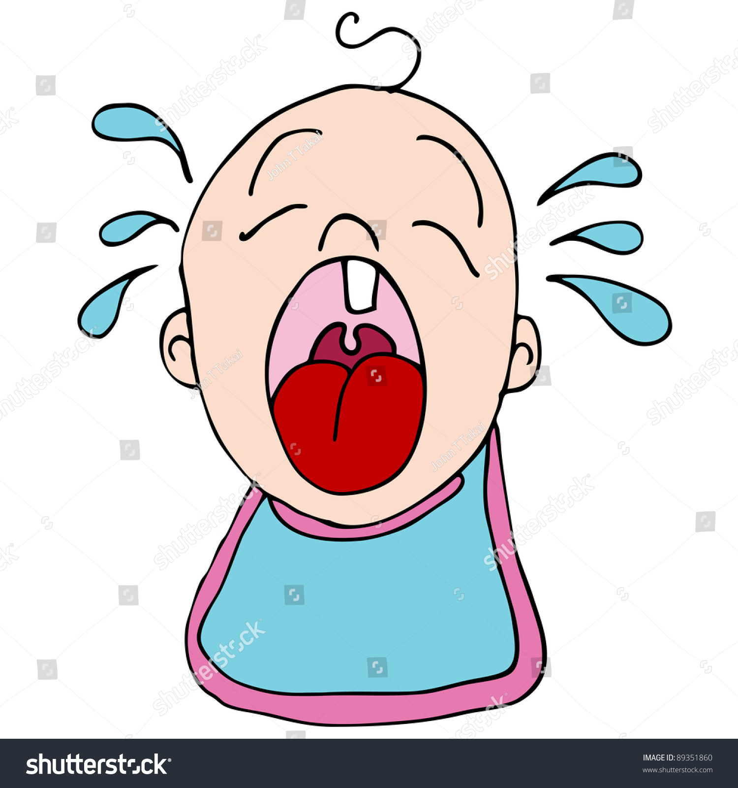 An Image Of A Crying Hungry Baby With Bib. Stock Photo 89351860 ...