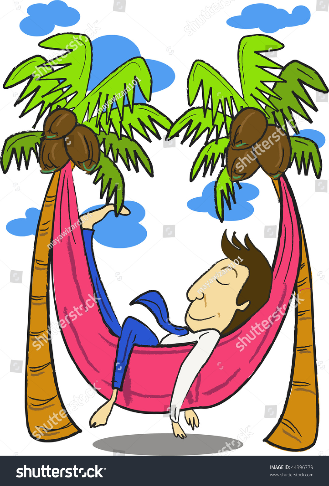 Image Man Sleeping Hammock That Strung Stock Illustration 44396779 ...