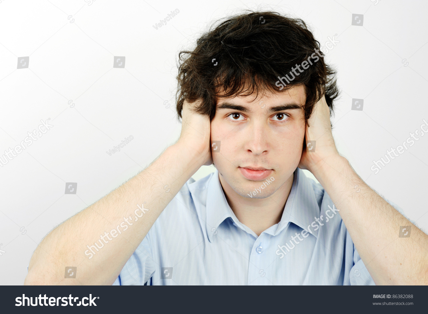 Image Worker His Ears Closed Stock Photo 86382088 | Shutterstock