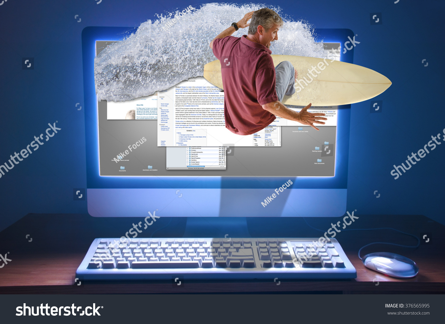 Internet Web Surfer Literally Surfing Wave Stock Photo Edit Now