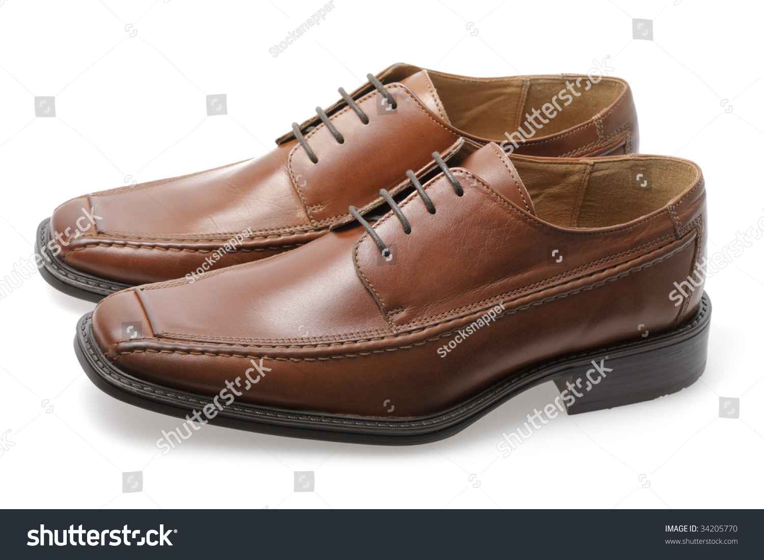 An Isolated Pair Of Brown Men'S Leather Shoes Stock Photo 34205770 ...