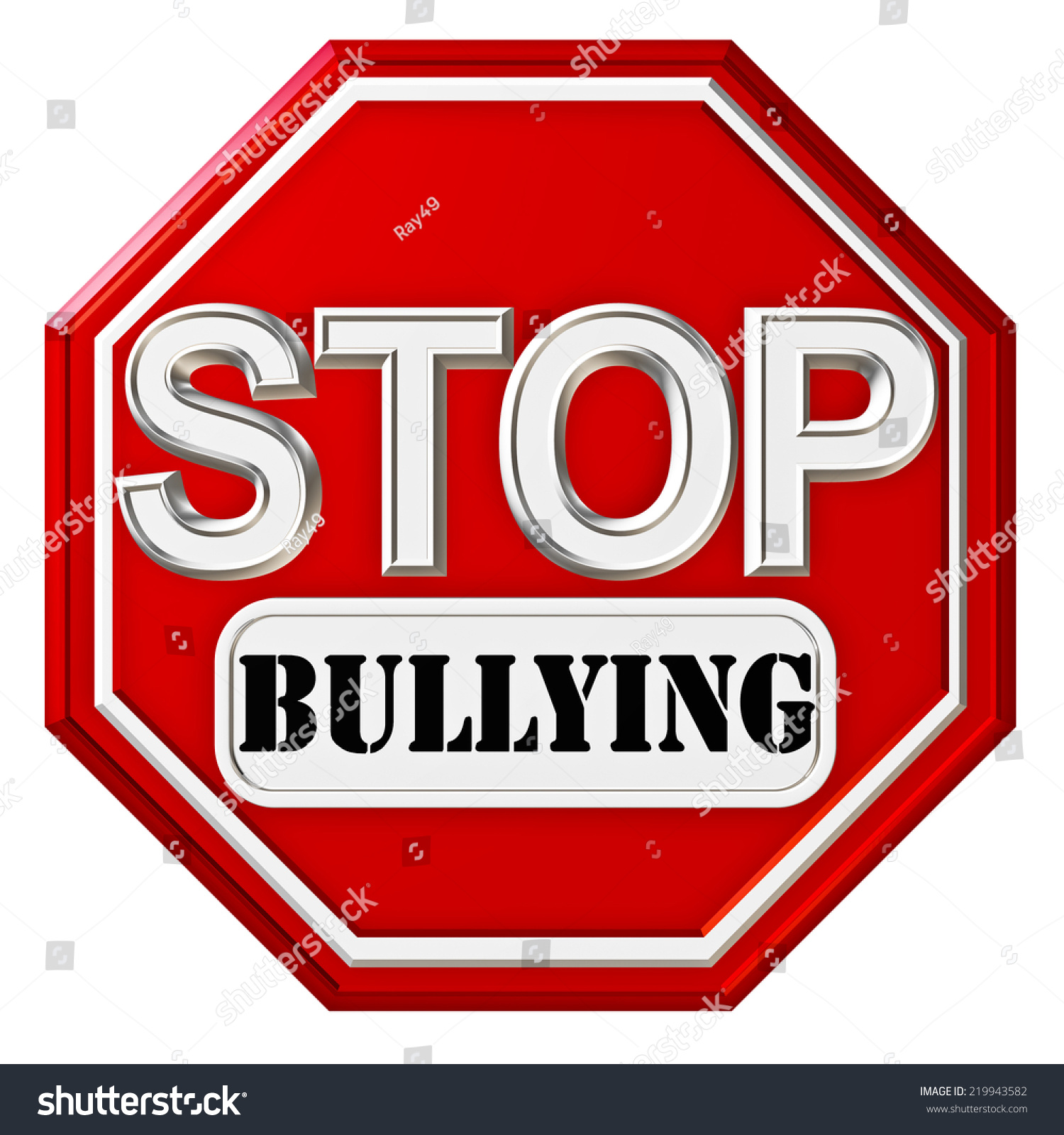 An Octagonal Stop Bullying Sign In Red And White. Stock Photo 219943582 ...