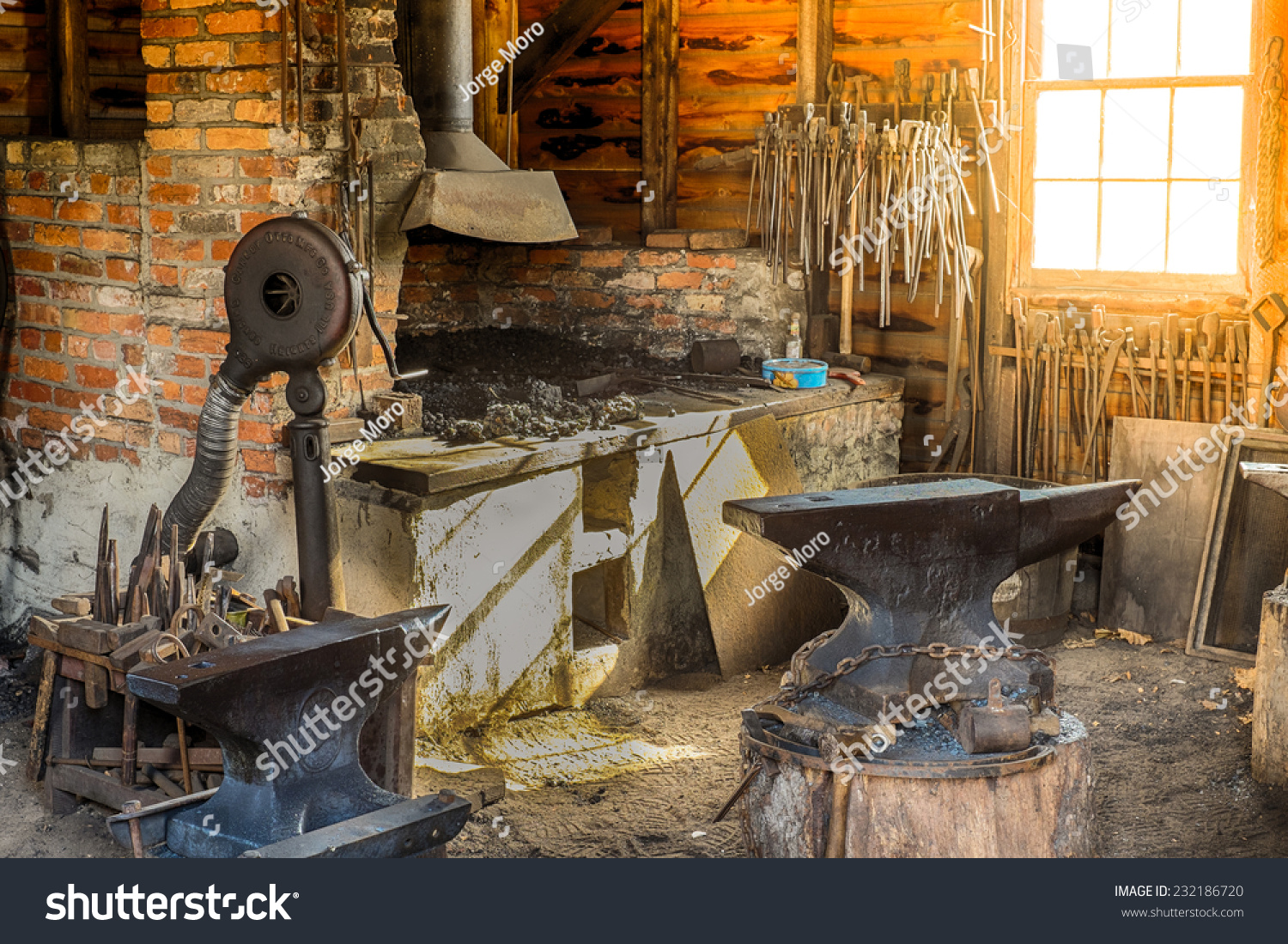 An Old Colonial Blacksmith Shop At Sunrise As The Sunlight Flows ...