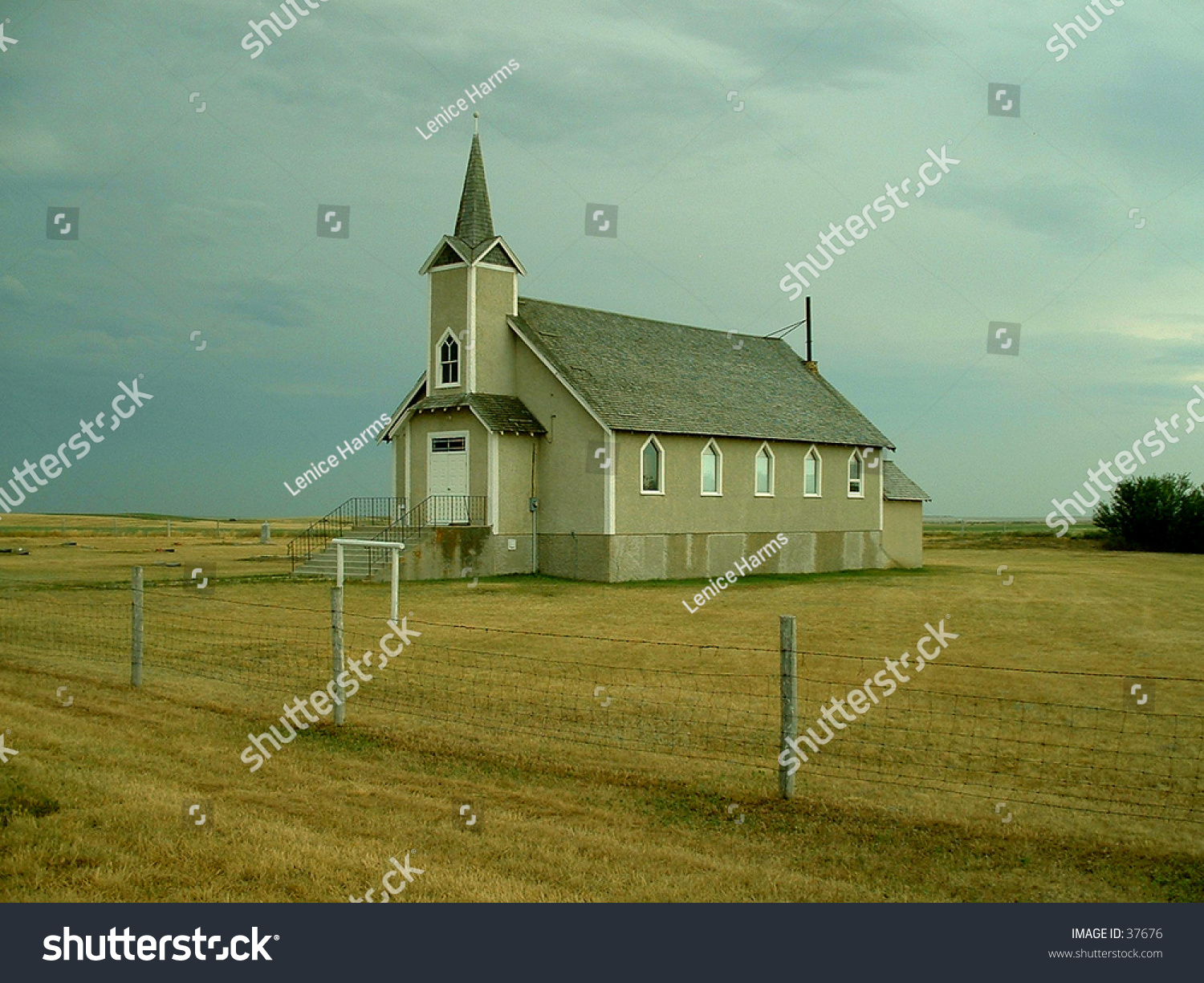 Old Country Church On Prairie Stock Photo (Edit Now) 37676