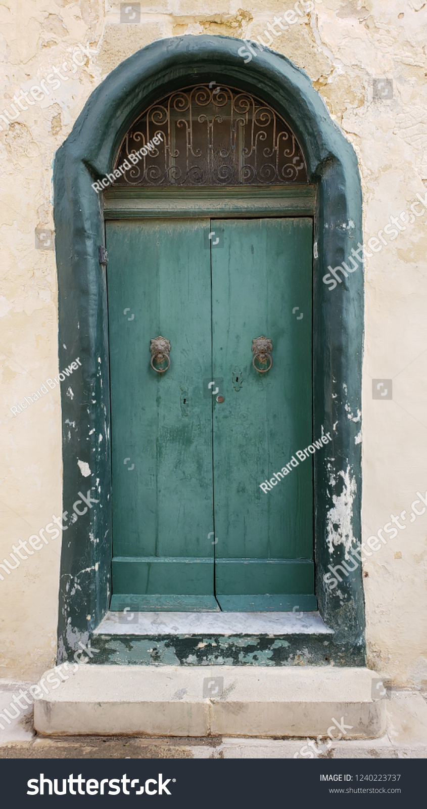 Old Green Door Mdina Malta Buildings Landmarks Stock Image