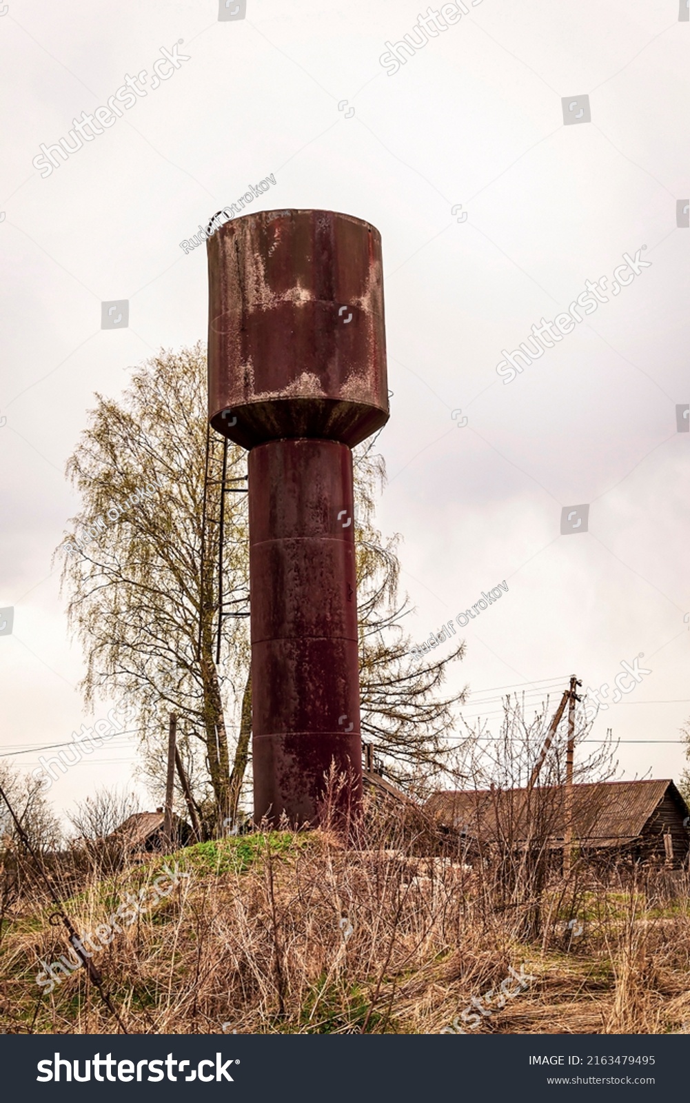 Old Rusty Water Tower Stock Photo 2163479495 | Shutterstock