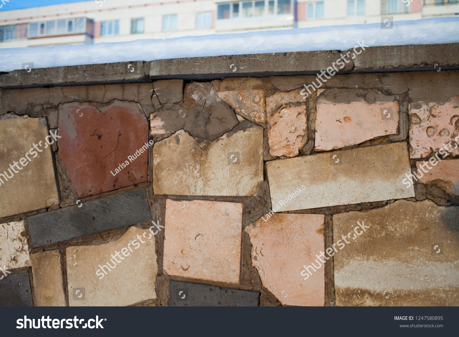 old shell rock wall city winter stock photo edit now 1247580895 shutterstock