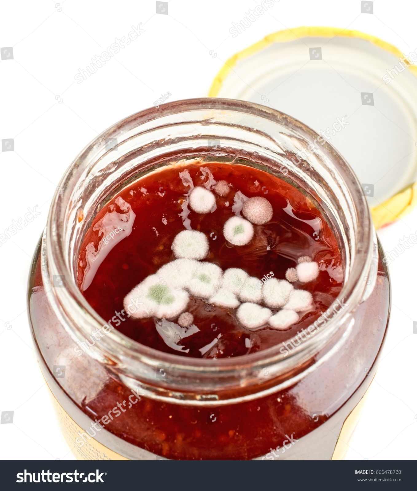 Download Open Jar Strawberry Jam Mould Growing Miscellaneous Stock Image 666478720 Yellowimages Mockups
