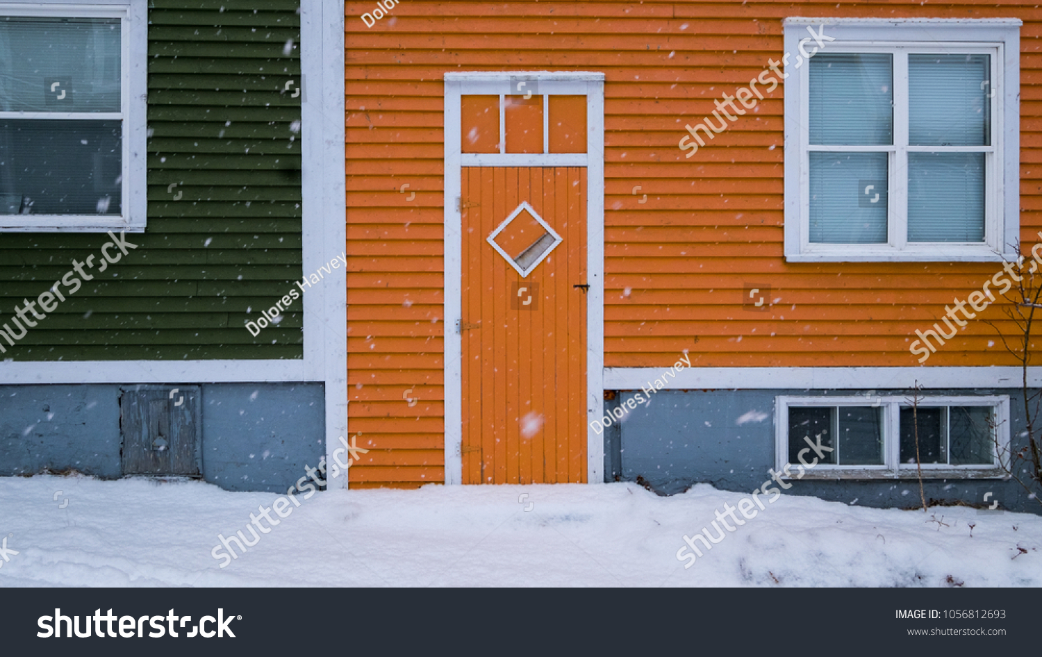 Orange Wooden Home Wooden Storm Door Stock Photo Edit Now 1056812693