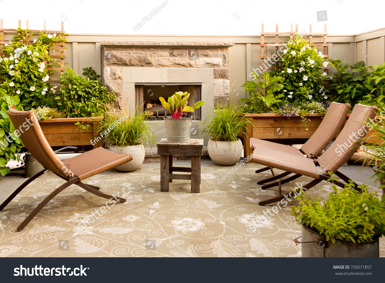 Outdoor Patio Complete Gas Fireplace Stock Image Download Now