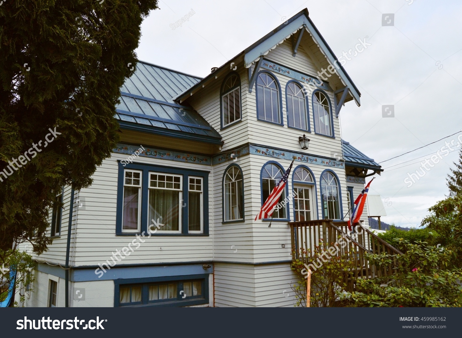 Unidentified Old House Decorating Norwegian Style Stock Photo