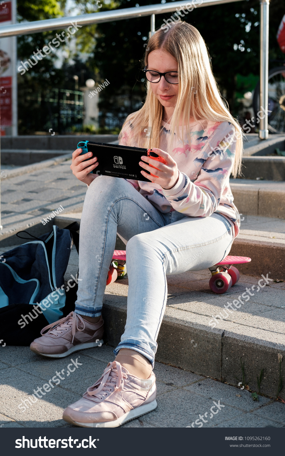 girl playing switch