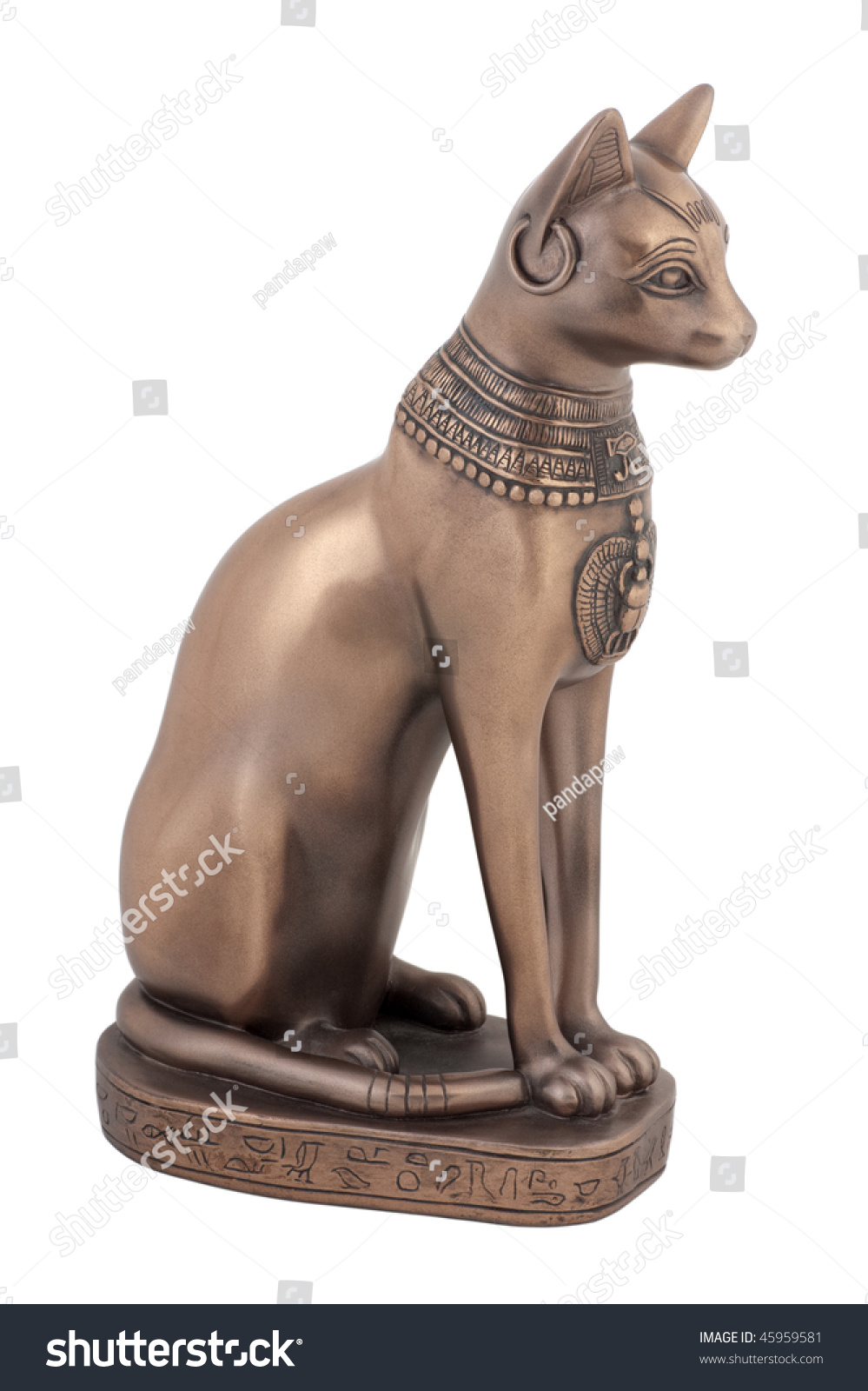 白い背景に古代エジプトの猫バストまたはバステット 太陽と戦争の女神 の写真素材 今すぐ編集