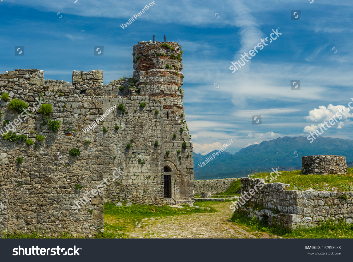 Ancient Fortress On The Rock. Stone Tower And Walls Of The Fortress ...