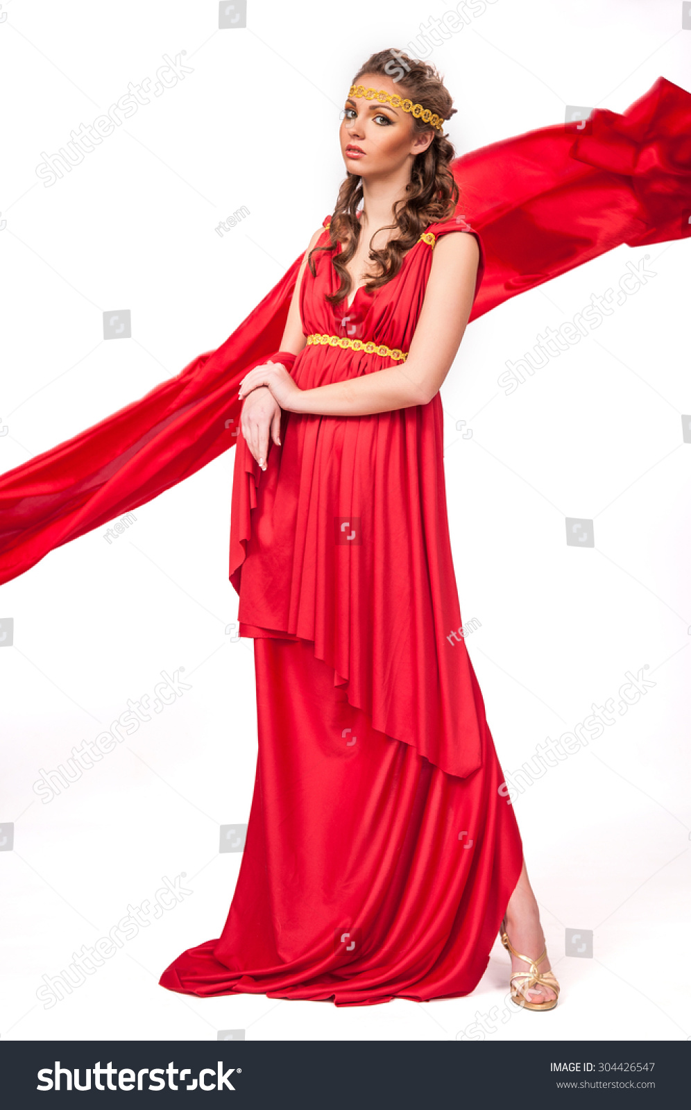 Ancient Godness Red Greece Toga Isolated Stock Photo 304426547 ...