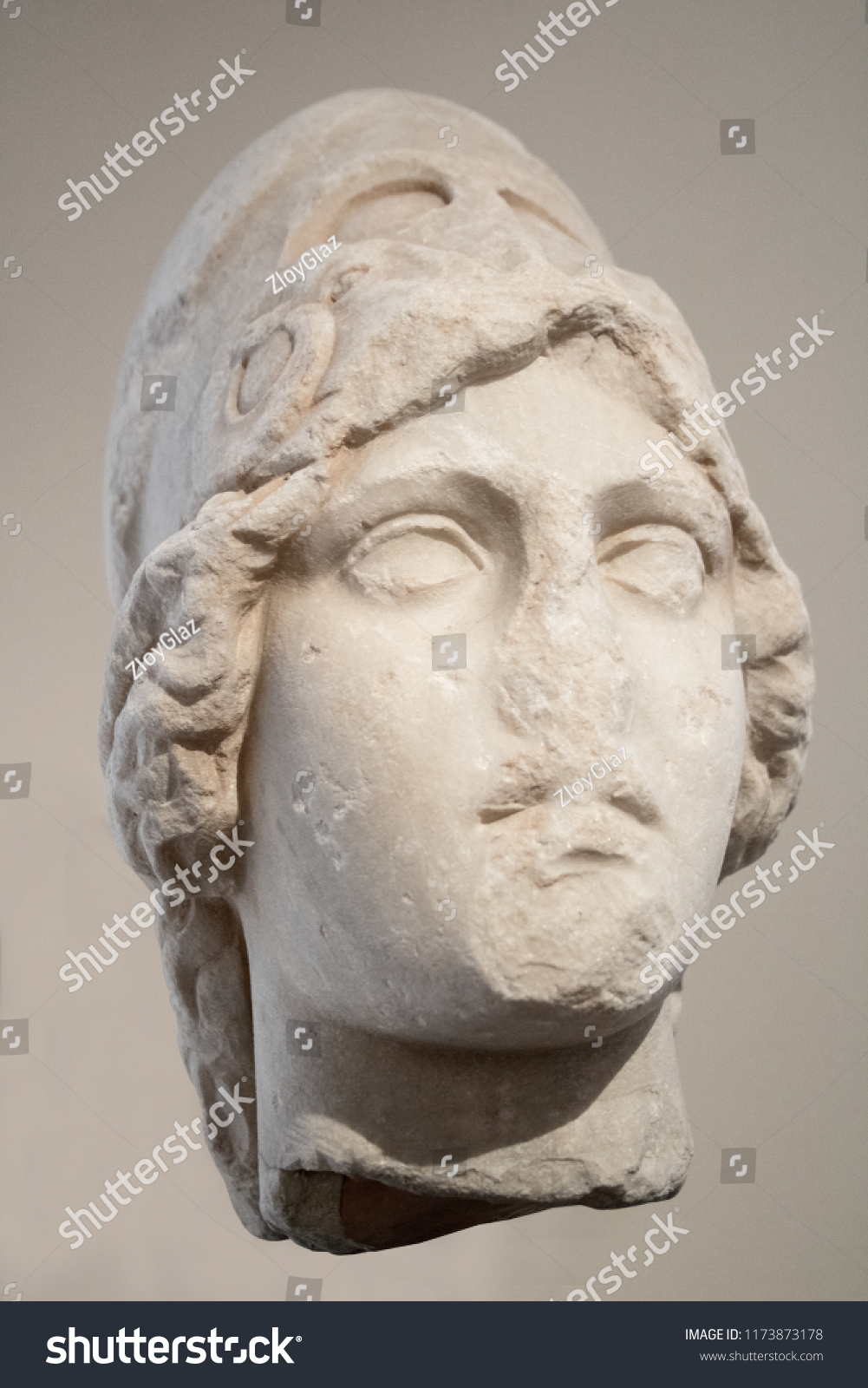 Ancient Marble Head Ancient Goddess Athena The Arts Stock Image 1173873178
