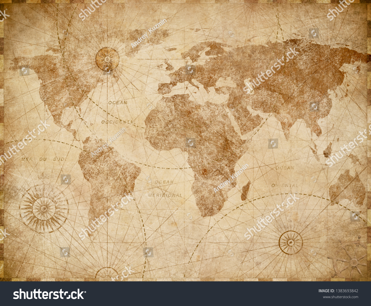 古代ビンテージの世界地図イラスト のイラスト素材