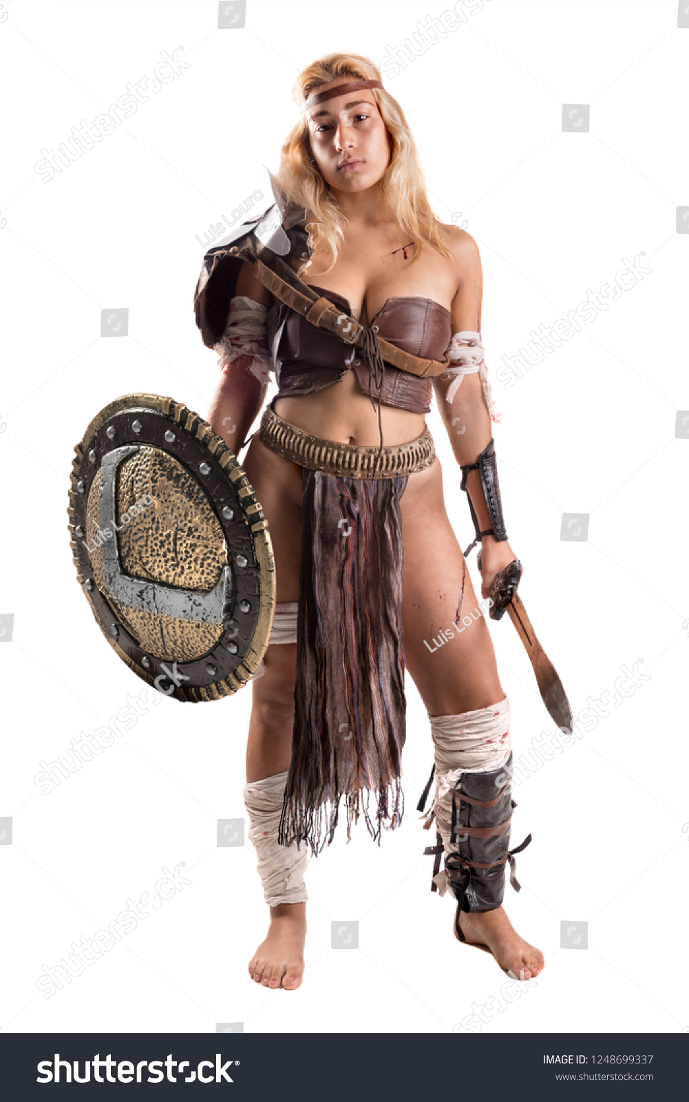 Ancient Woman Warrior Gladiator Isolated White Stock Photo Edit Now