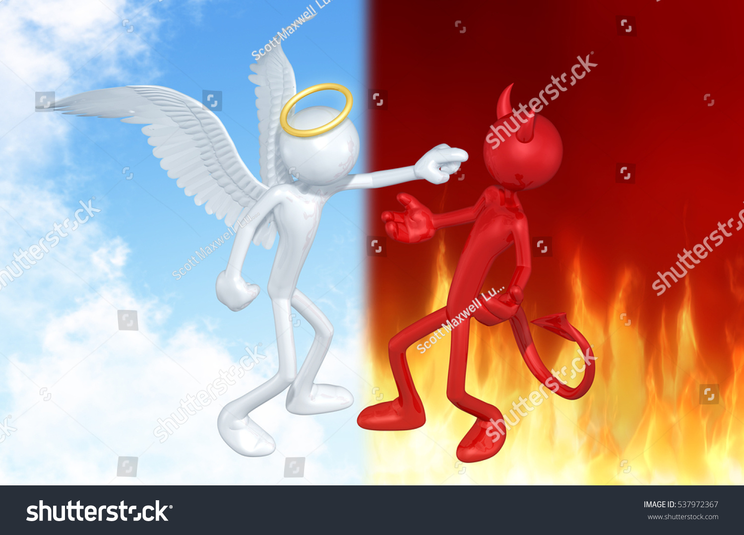 Angel Devil Arguing Original 3d Characters Stock Illustration 537972367