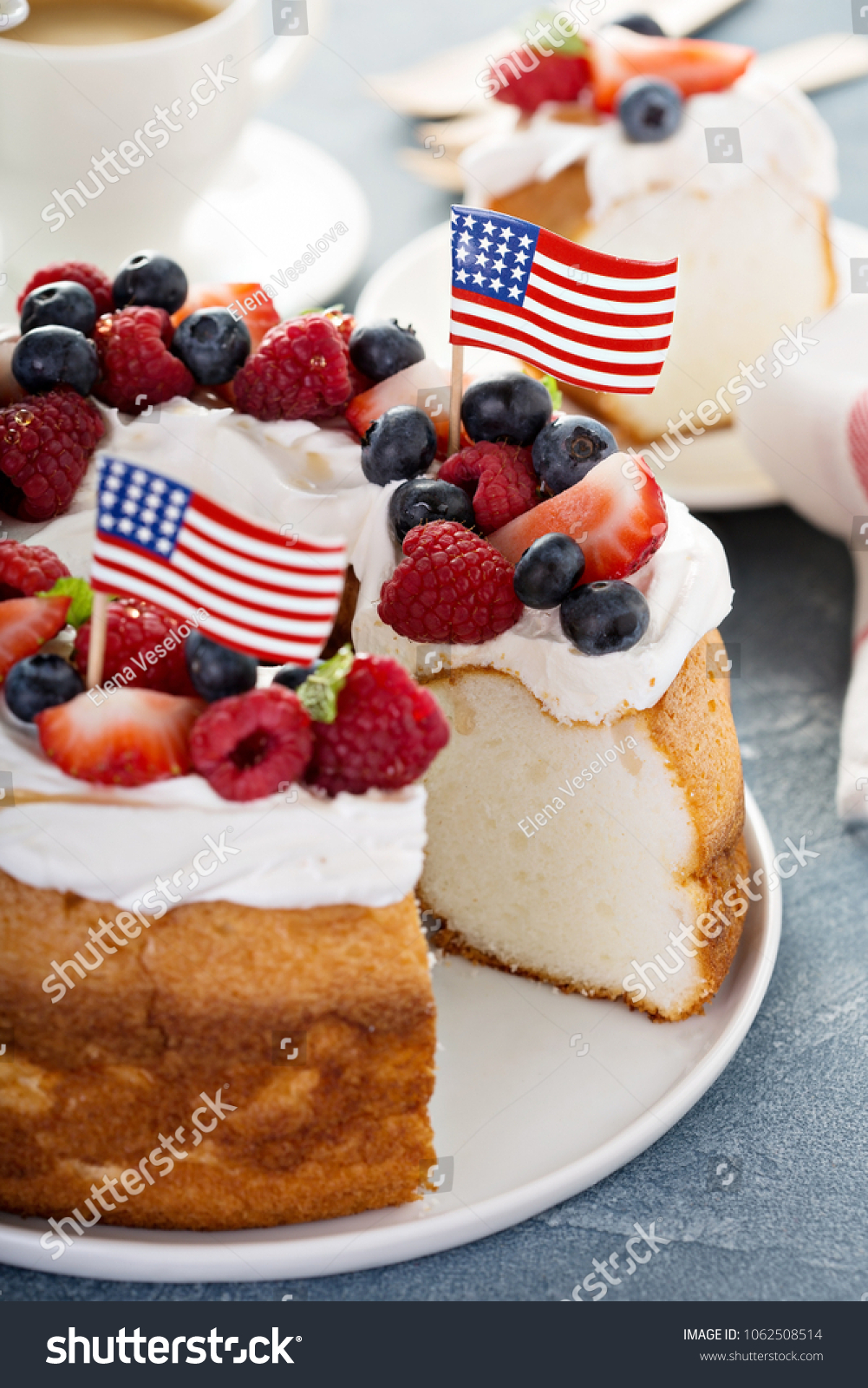 Angel Food Cake Whipped Cream Berries Stock Photo Edit Now 1062508514